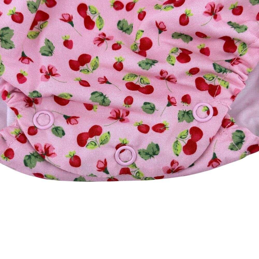 Edgehill Collection Pink Cherry Bow Ruffle Romper Baby Girl Size 3 Months - Picture 5 of 8